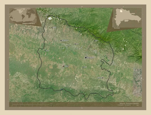 Valverde Provincia República Dominicana Mapa Satelital Alta Resolución Ubicaciones Nombres —  Fotos de Stock