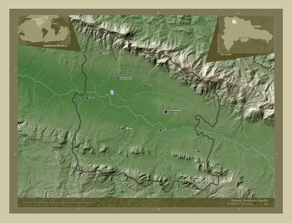 Valverde Provincia República Dominicana Mapa Elevación Coloreado Estilo Wiki Con — Foto de Stock