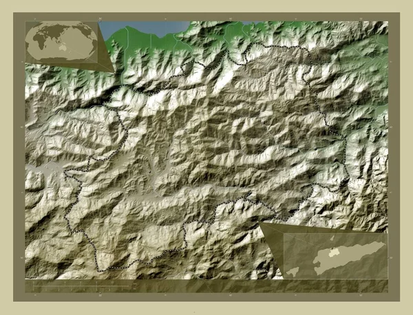 Aileu Gmina Timoru Wschodniego Mapa Wzniesień Kolorowa Stylu Wiki Jeziorami — Zdjęcie stockowe