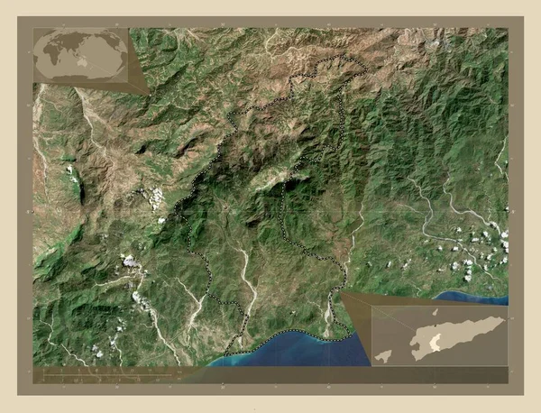 Ainaro Gemeente Oost Timor Satellietkaart Met Hoge Resolutie Locaties Van — Stockfoto