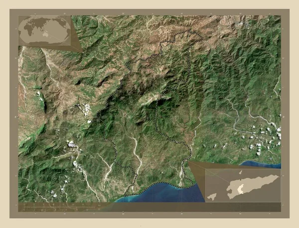 Ainaro Municipality East Timor High Resolution Satellite Map Corner Auxiliary — Stock Photo, Image