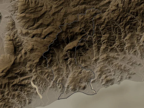 Ainaro Gmina Timoru Wschodniego Mapa Wzniesień Kolorowe Sepia Dźwięki Jeziorami — Zdjęcie stockowe