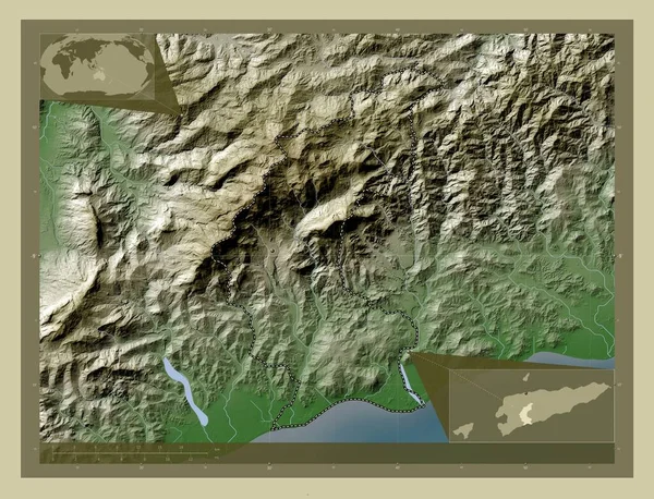 Ainaro Municipality East Timor Elevation Map Colored Wiki Style Lakes — Stock Photo, Image