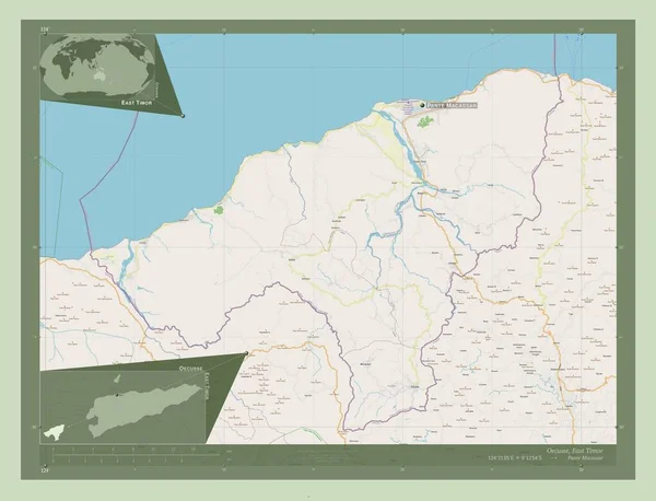 Oecusse Comune Timor Est Mappa Stradale Aperta Località Nomi Delle — Foto Stock