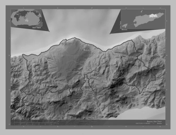 Baucau Obec Východní Timor Výškové Mapy Jezery Řekami Umístění Názvy — Stock fotografie
