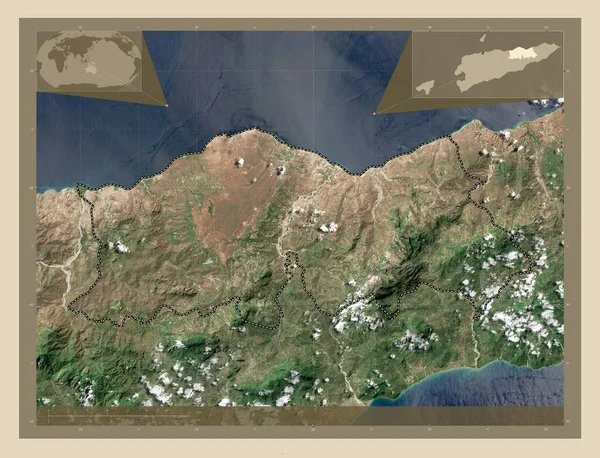 Baucau Δήμος Ανατολικού Τιμόρ Υψηλής Ανάλυσης Δορυφορικός Χάρτης Γωνιακοί Χάρτες — Φωτογραφία Αρχείου