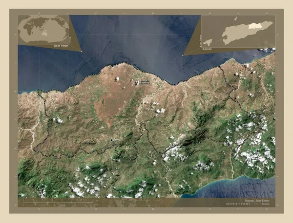 Baucau Gemeente Oost Timor Satellietkaart Met Hoge Resolutie Locaties Namen — Stockfoto