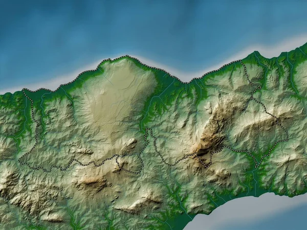 Baucau Östtimors Kommun Färgad Höjdkarta Med Sjöar Och Floder — Stockfoto