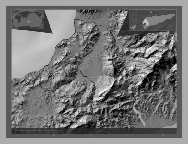 Bobonaro Östtimors Kommun Bilevel Höjd Karta Med Sjöar Och Floder — Stockfoto