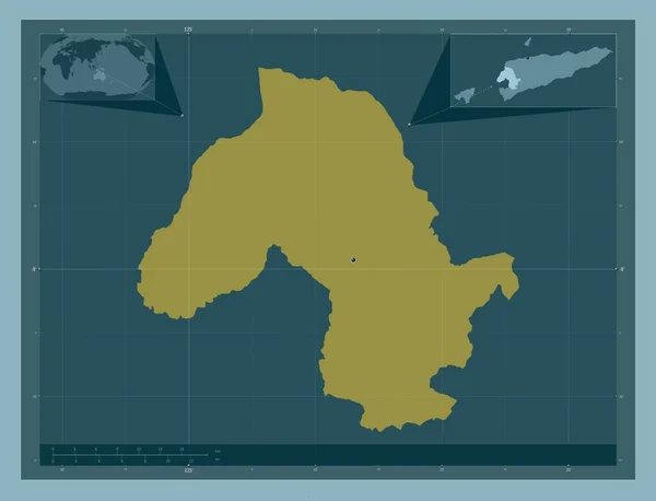 ボボナロ 東チモールの自治体 しっかりした色の形 地域の主要都市の場所 コーナー補助位置図 — ストック写真