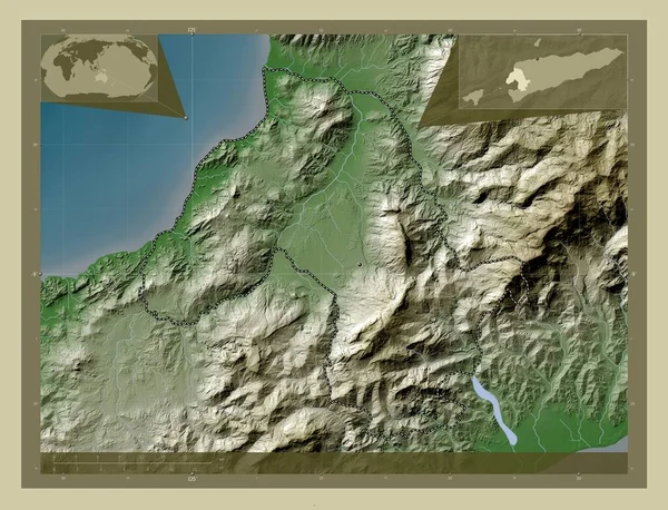 Bobonaro Municipio Timor Oriental Mapa Elevación Coloreado Estilo Wiki Con —  Fotos de Stock