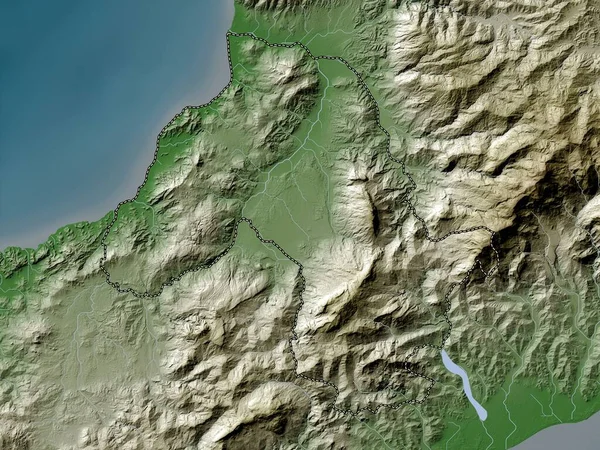 Bobonaro Östtimors Kommun Höjd Karta Färgad Wiki Stil Med Sjöar — Stockfoto