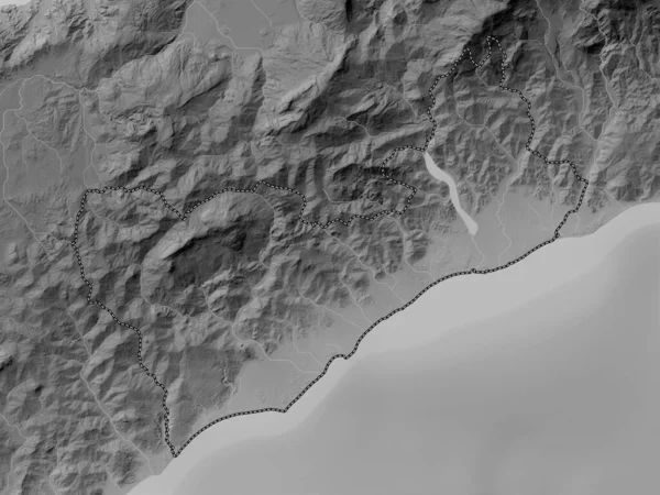 Covalima Gmina Timoru Wschodniego Mapa Wzniesień Skali Szarości Jeziorami Rzekami — Zdjęcie stockowe