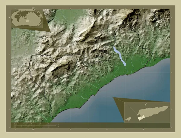 Covalima Municipality East Timor Elevation Map Colored Wiki Style Lakes — Stock Photo, Image