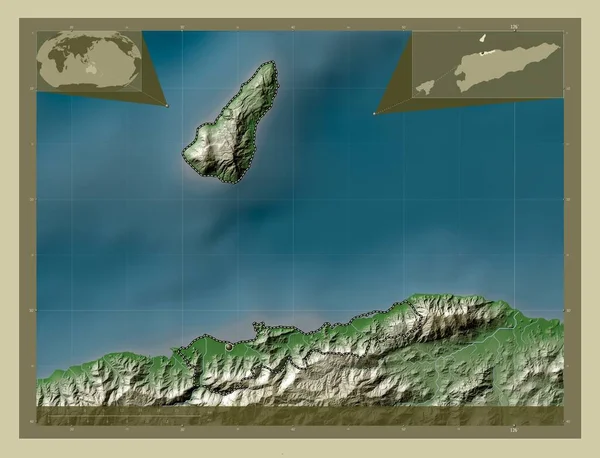 Dili Municipality East Timor Elevation Map Colored Wiki Style Lakes — Stock Photo, Image