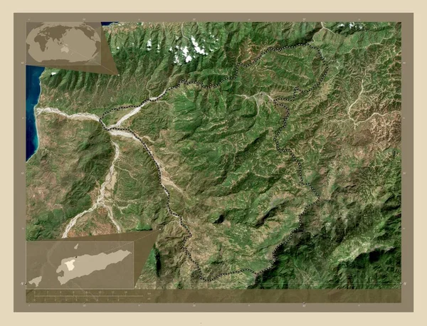 Ermera Município Timor Leste Mapa Satélite Alta Resolução Locais Das — Fotografia de Stock
