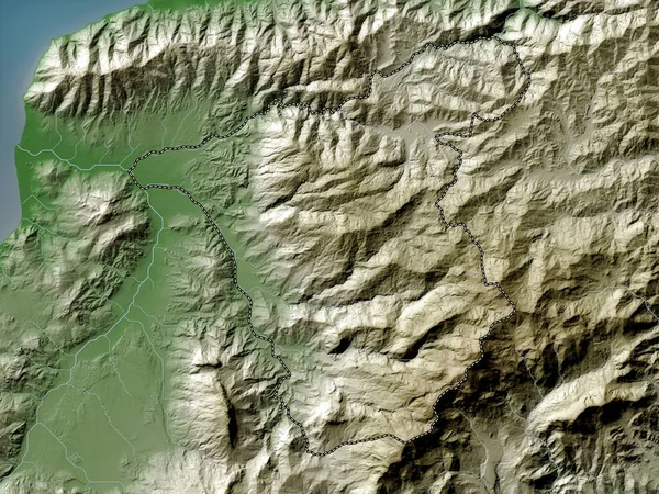 Ermera Doğu Timor Belediyesi Yükseklik Haritası Göller Nehirlerle Wiki Stilinde — Stok fotoğraf
