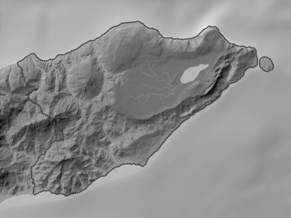 Lautem Municipality East Timor 带有湖泊和河流的灰度高程图 — 图库照片