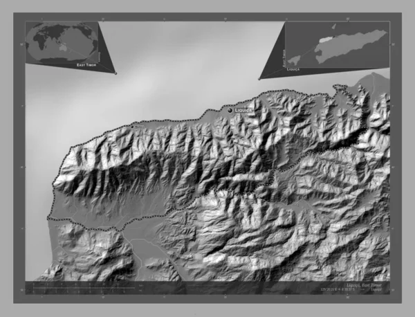 Liquica Obec Východní Timor Mapa Nadmořské Výšky Jezery Řekami Umístění — Stock fotografie