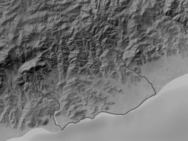 Manufahi Município Timor Leste Mapa Elevação Escala Cinza Com Lagos — Fotografia de Stock