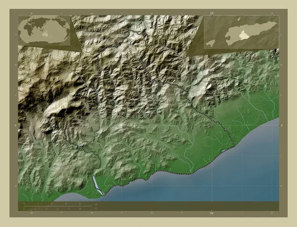 Manufahi Comune Timor Est Mappa Elevazione Colorata Stile Wiki Con — Foto Stock