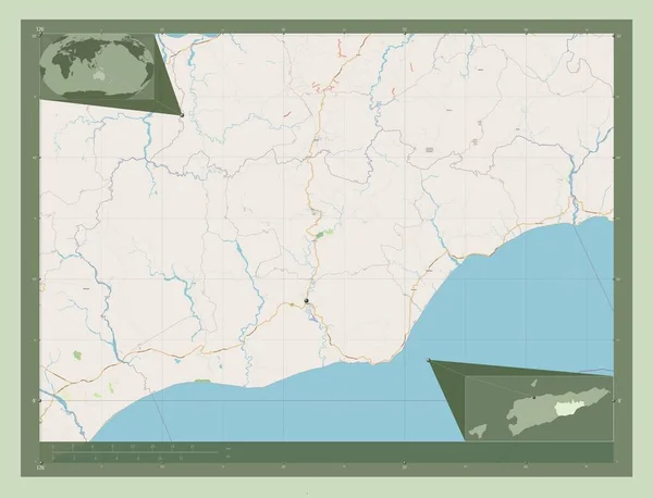 Viqueque Comune Timor Est Mappa Stradale Aperta Mappa Della Posizione — Foto Stock