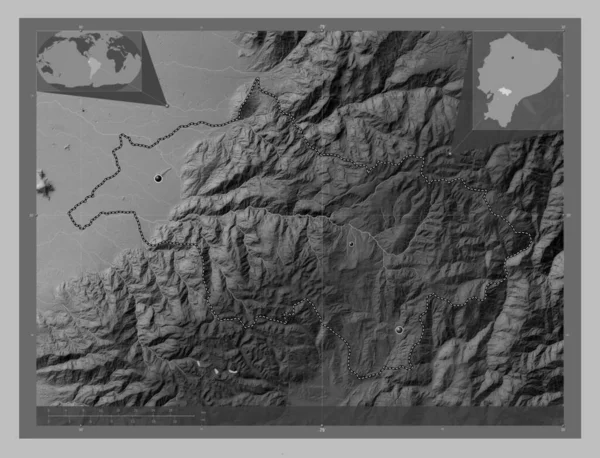 Канар Провинция Эквадор Карта Высот Оттенках Серого Озерами Реками Места — стоковое фото