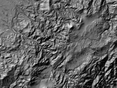 Carchi, Ekvador vilayeti. Gölleri ve nehirleri olan çift seviyeli yükseklik haritası