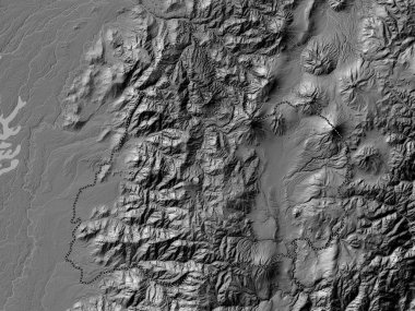 Cotopaxi, Ekvador vilayeti. Gölleri ve nehirleri olan çift seviyeli yükseklik haritası
