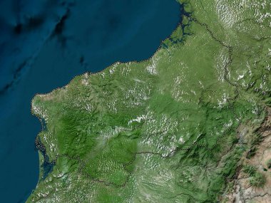 Esmeraldas, Ekvador vilayeti. Yüksek çözünürlüklü uydu haritası