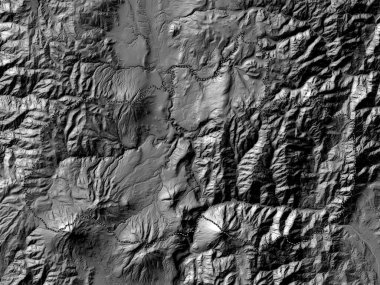 Tungurahua, Ekvador vilayeti. Gölleri ve nehirleri olan çift seviyeli yükseklik haritası