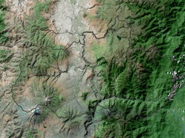 Tungurahua, Ekvador vilayeti. Yüksek çözünürlüklü uydu haritası