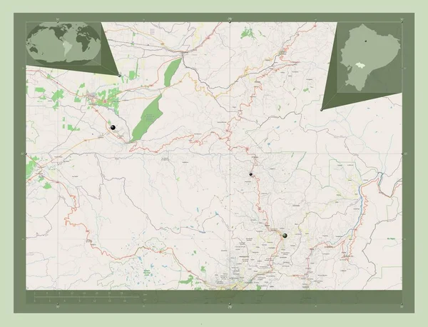 Canar Provincia Dell Ecuador Mappa Stradale Aperta Località Delle Principali — Foto Stock