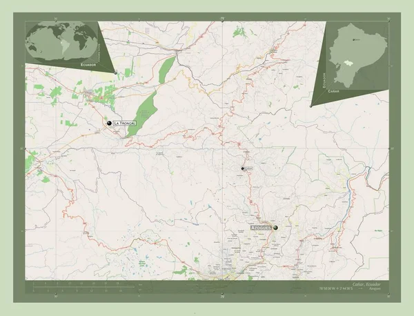 Canar Província Equador Abrir Mapa Rua Locais Nomes Das Principais — Fotografia de Stock