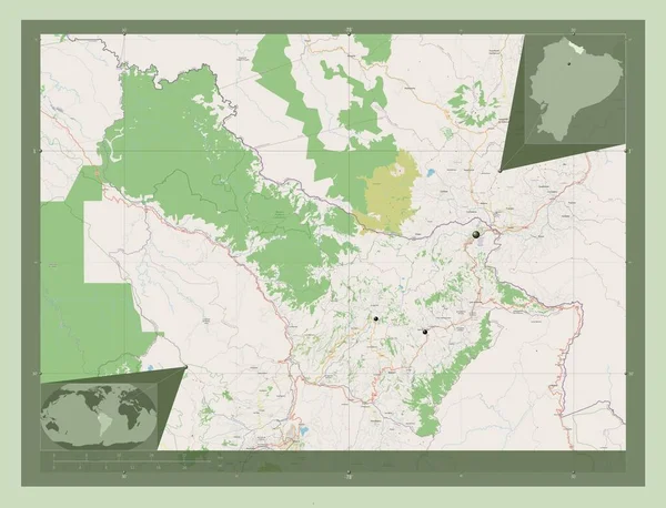 Carchi Provincie Ecuador Open Plattegrond Locaties Van Grote Steden Van — Stockfoto