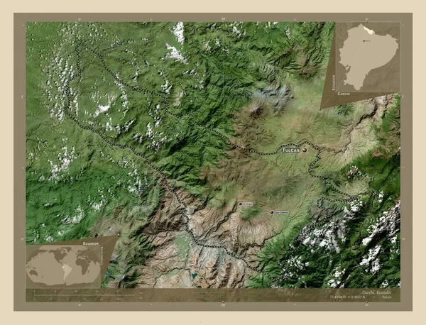 Carchi Provincia Ecuador Mapa Satelital Alta Resolución Ubicaciones Nombres Las —  Fotos de Stock