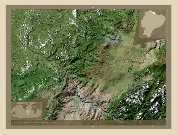 厄瓜多尔卡奇省 高分辨率卫星地图 角辅助位置图 — 图库照片