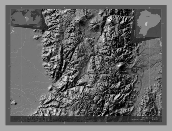 Chimborazo Provincia Ecuador Mapa Elevación Bilevel Con Lagos Ríos Ubicaciones —  Fotos de Stock