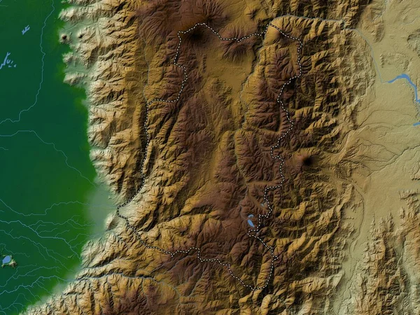 Chimborazo Provinsen Ecuador Färgad Höjdkarta Med Sjöar Och Floder — Stockfoto