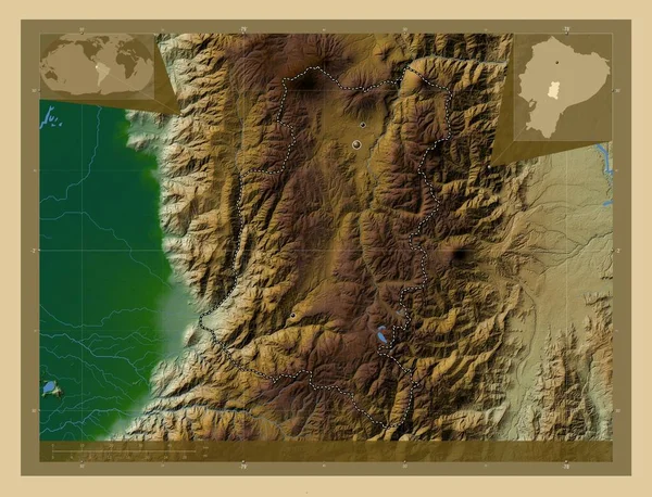 Чимборасо Провинция Эквадор Цветная Карта Высоты Озерами Реками Места Расположения — стоковое фото