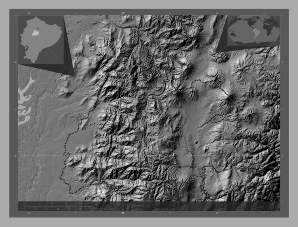 Cotopaxi Província Equador Bilevel Mapa Elevação Com Lagos Rios Mapa — Fotografia de Stock