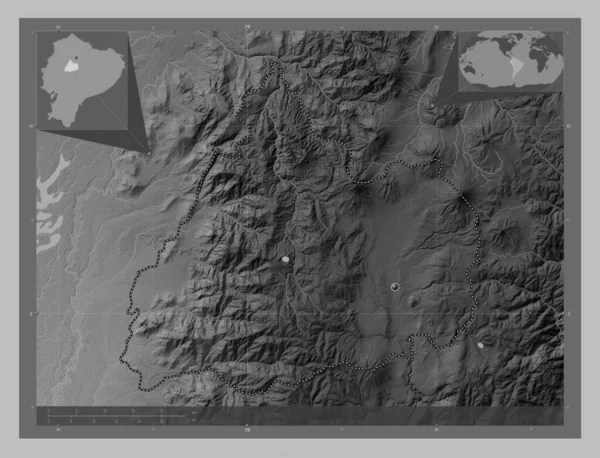 Cotopaxi Província Equador Mapa Elevação Escala Cinza Com Lagos Rios — Fotografia de Stock