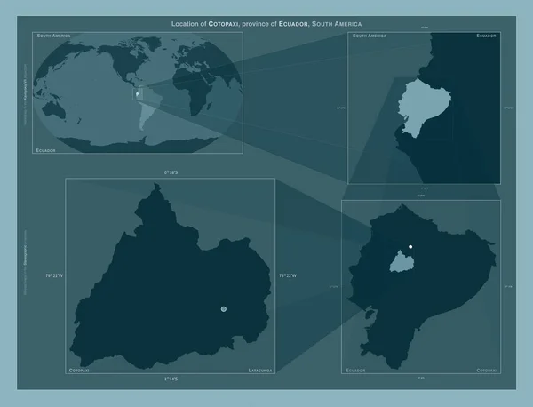 Cotopaxi Provincie Ekvádor Diagram Znázorňující Umístění Oblasti Větších Mapách Složení — Stock fotografie