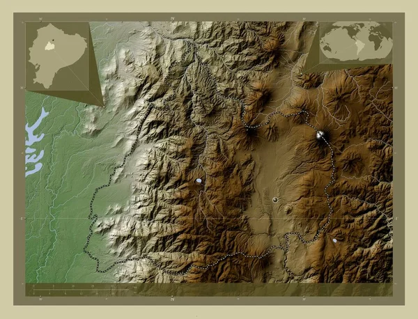 Котопакси Провинция Эквадор Карта Высоты Окрашенная Вики Стиле Озерами Реками — стоковое фото