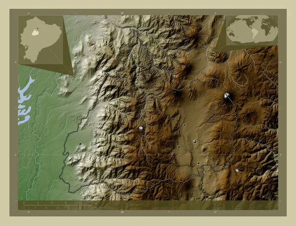 Cotopaxi Provincia Ecuador Mapa Elevación Coloreado Estilo Wiki Con Lagos —  Fotos de Stock