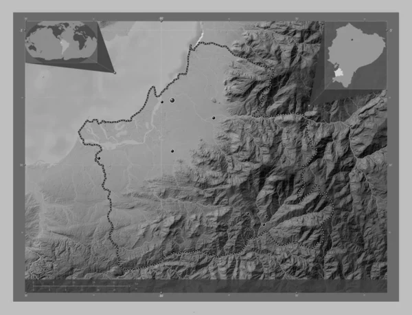 Oro Provincia Ecuador Mapa Elevación Escala Grises Con Lagos Ríos —  Fotos de Stock