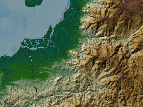 Oro Province Equateur Carte Altitude Colorée Avec Lacs Rivières — Photo