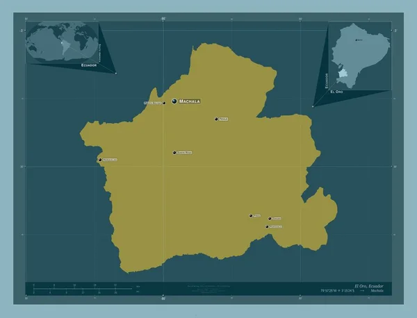 Oro Provincia Ecuador Forma Color Sólido Ubicaciones Nombres Las Principales —  Fotos de Stock