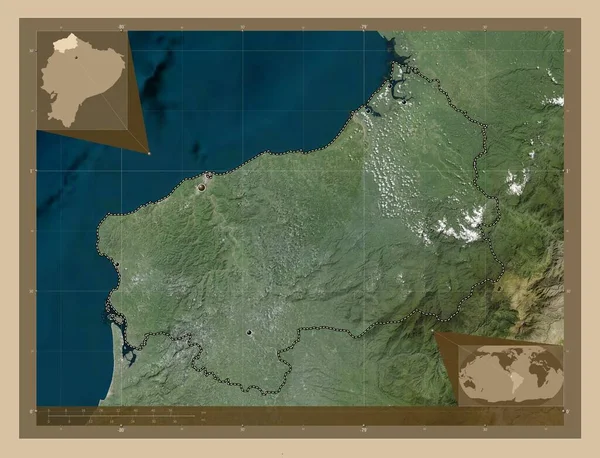 Esmeraldas Provincia Ecuador Mapa Satelital Baja Resolución Ubicaciones Las Principales — Foto de Stock