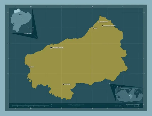 Esmeraldas Província Equador Forma Cor Sólida Locais Nomes Das Principais — Fotografia de Stock